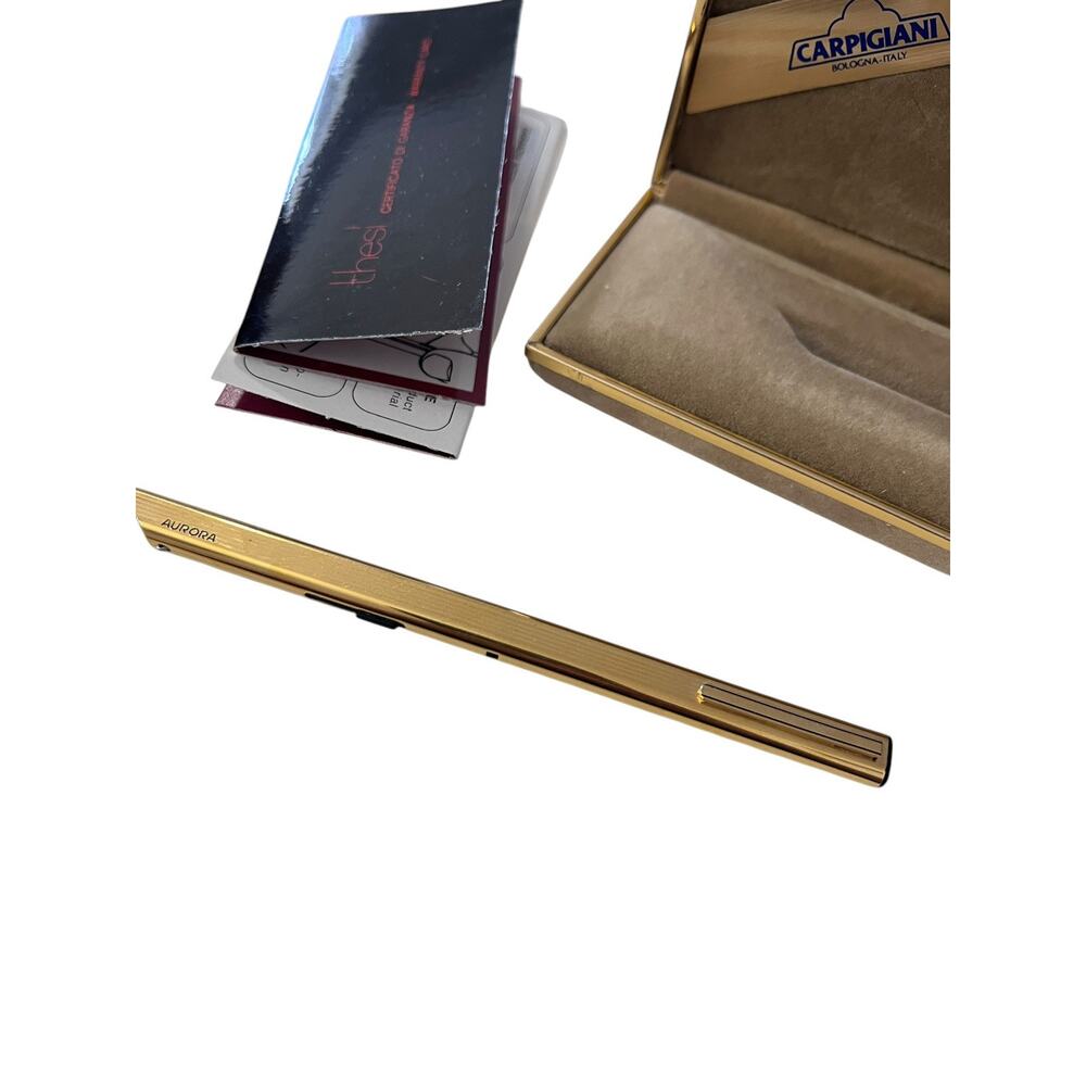 Aurora Thesi Gold Tone Ball Point Pen Vintage Carpogiani Bologna, Italy - Picture 5 of 16